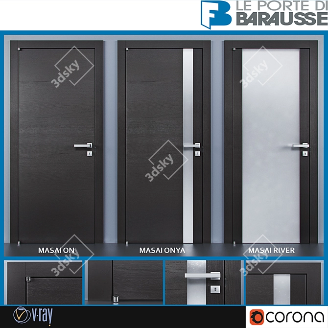 Elegant Barausse Doors - Perfect Blend of Style and Function 3D model image 1