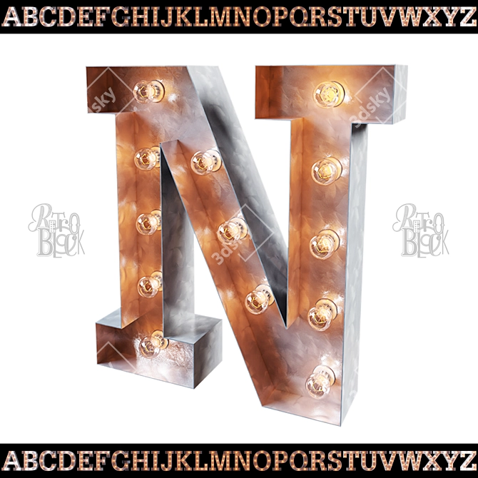 Glowing 50cm Retroblock Alphabet EN 3D model image 1