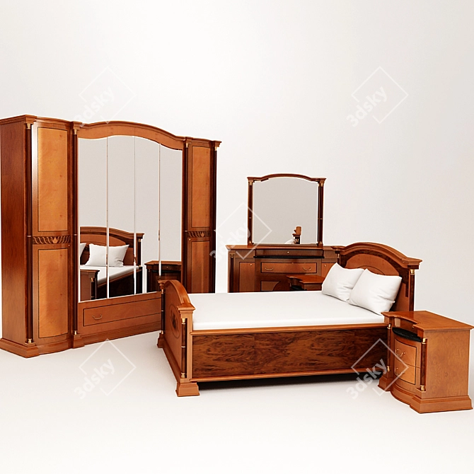 Modern MDF Bedroom Set 3D model image 1