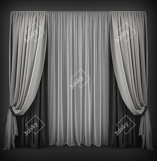 Modern Style Curtains 3D model image 1