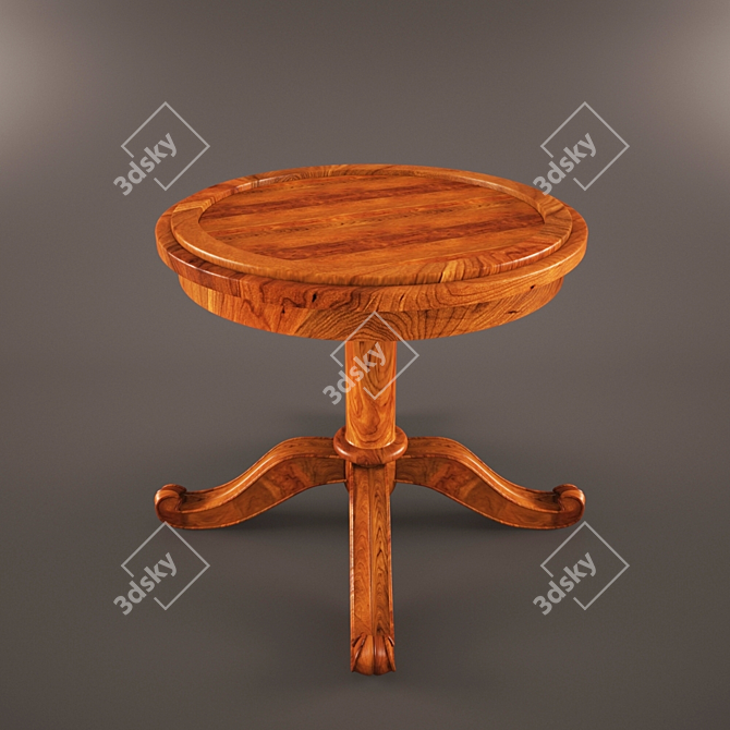 Elegant Dark Cherrywood Round Table 3D model image 1