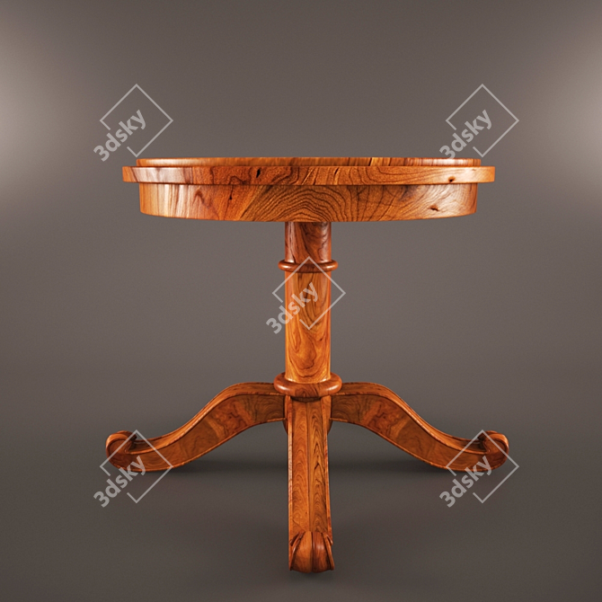 Elegant Dark Cherrywood Round Table 3D model image 2