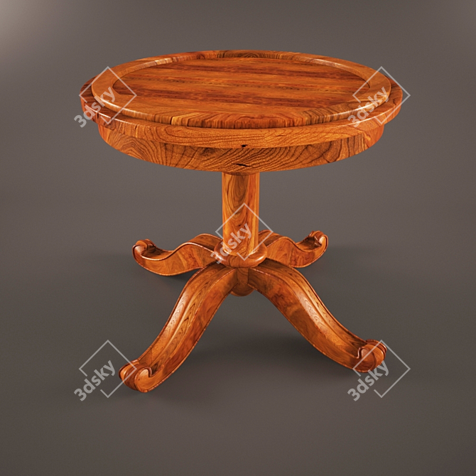 Elegant Dark Cherrywood Round Table 3D model image 3