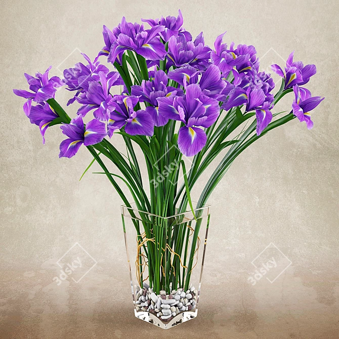 Vibrant Irises: Exquisite 3D Render 3D model image 1