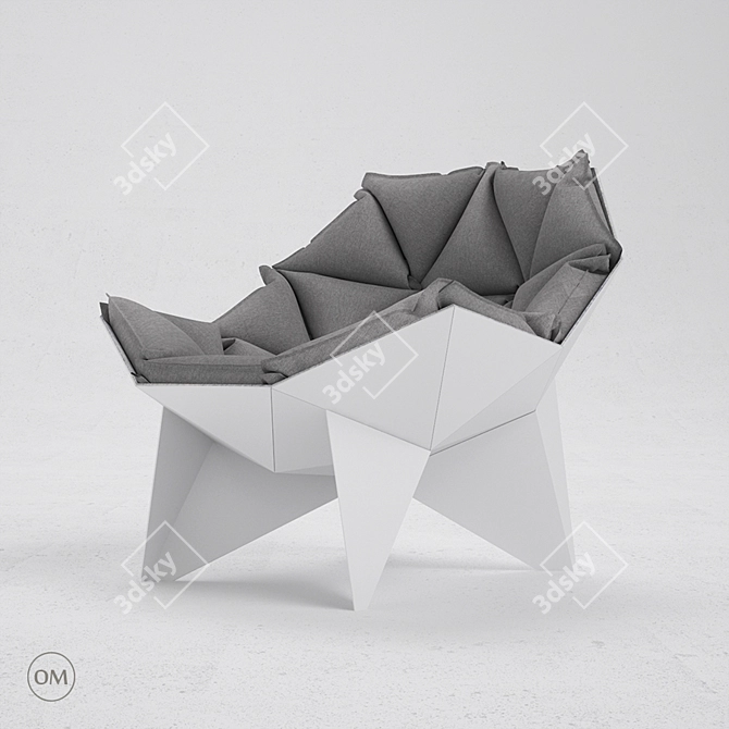 Modern Steel and Velvet Q1 Chair 3D model image 1