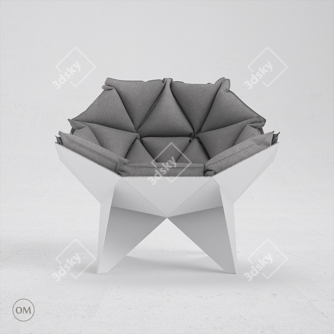 Modern Steel and Velvet Q1 Chair 3D model image 3