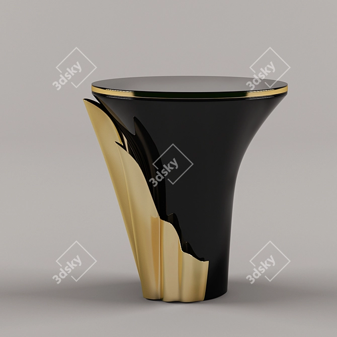  Elegant Black & Gold Side Table 3D model image 1