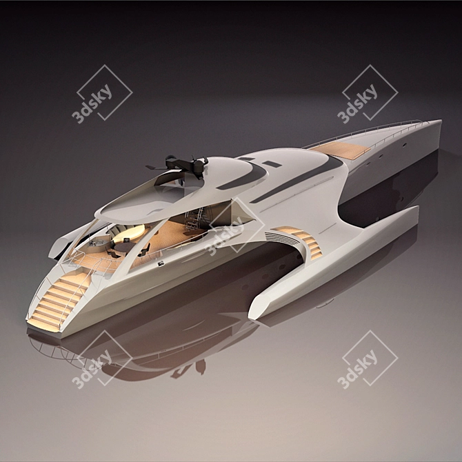 Luxury Trimaran Yacht 3D model image 1