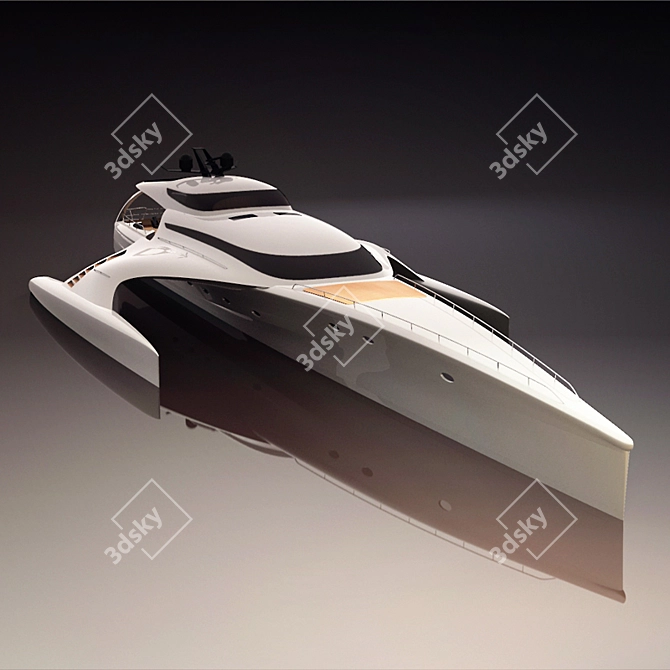 Luxury Trimaran Yacht 3D model image 2