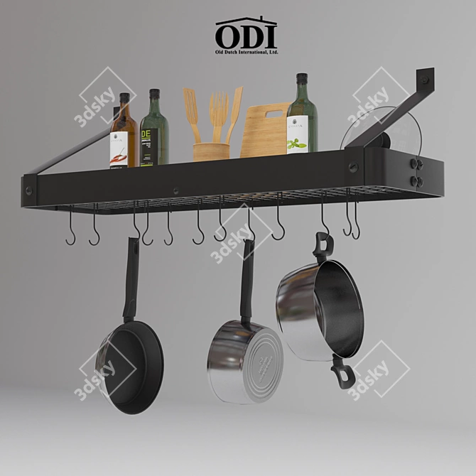 Steel Kitchen Rack: Stylish and Space-efficient 3D model image 1