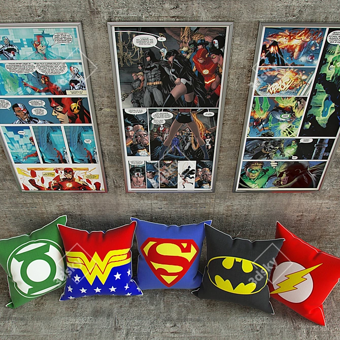 Title: DC Comics Superhero Pillows 3D model image 1