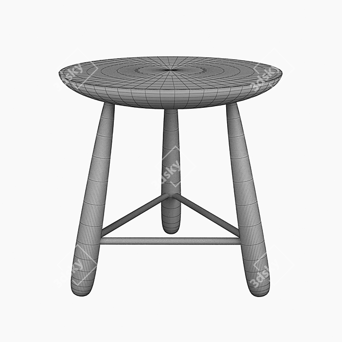 Ethnic Wooden Stool | Height: 40cm 3D model image 2