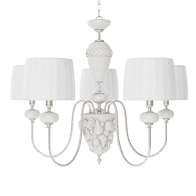 Elegant White 5-Light Chandelier 3D model image 1