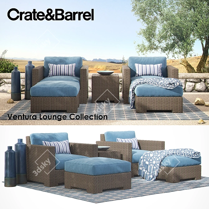 Crate & Barrel Ventura Lounge Set 3D model image 1