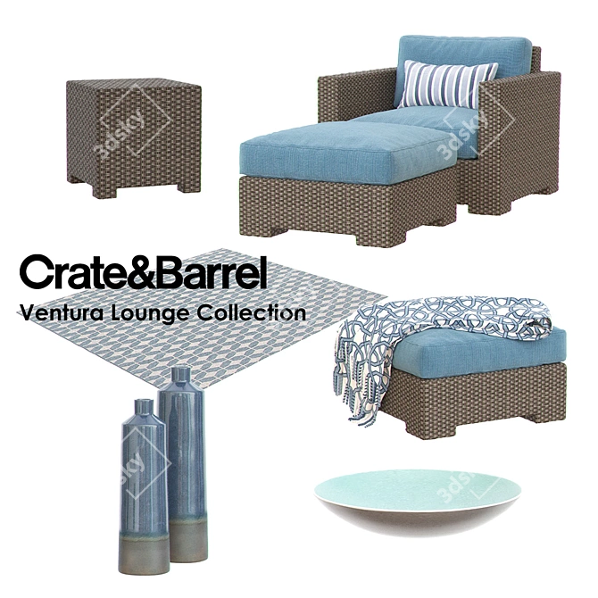 Crate & Barrel Ventura Lounge Set 3D model image 2