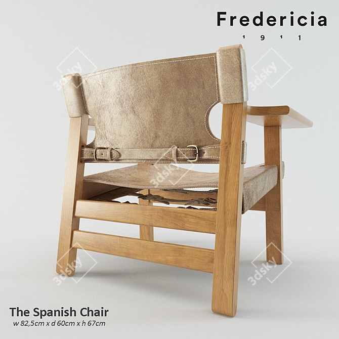 Fredericia Spanish Chair: Classic Danish Design 3D model image 2