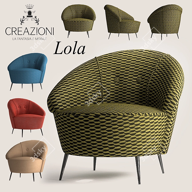 Contemporary Armchair Lola by CREAZIONI 3D model image 1