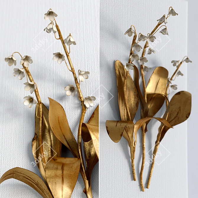 Gilded Flower Wall Decor 3D model image 1