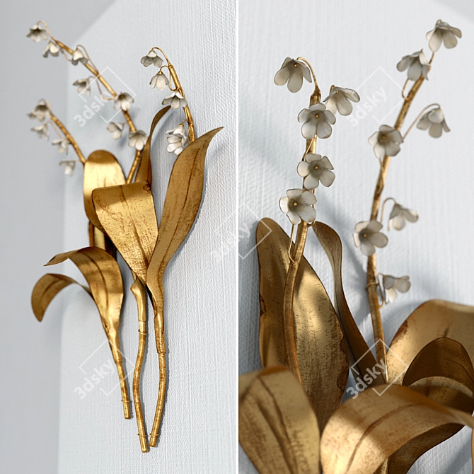 Gilded Flower Wall Decor 3D model image 2