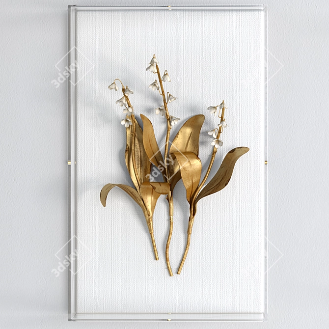 Gilded Flower Wall Decor 3D model image 3