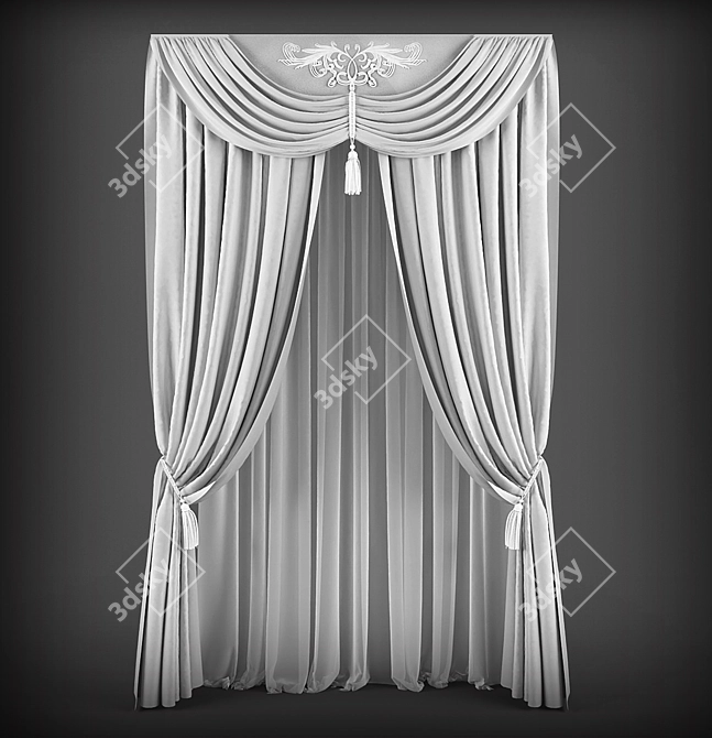 Classic Style Curtains 3D model image 1