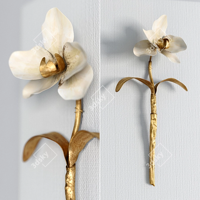 Gilded Floral Wall Art 3D model image 1