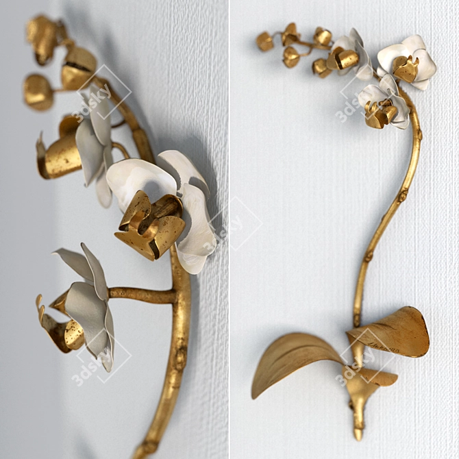 Gilded Flower Wall Decor 3D model image 1