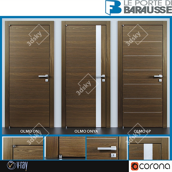 Elegant Barausse Doors 3D model image 1