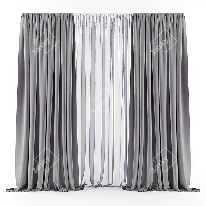 Modern Style Curtains 3D model image 1