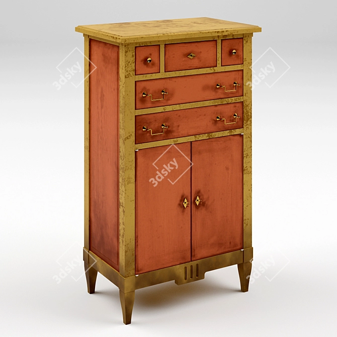 Rustic Oak Chest Storage PM40H 3D model image 1