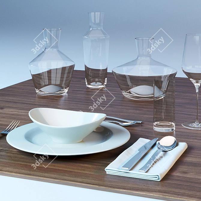 Elegant Dining: Modern Tableware Set 3D model image 1