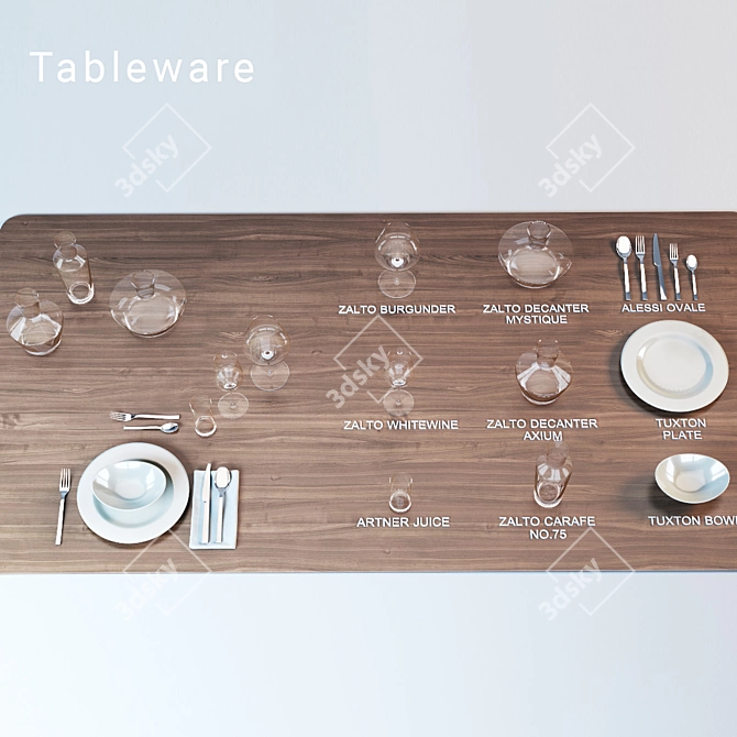 Elegant Dining: Modern Tableware Set 3D model image 2