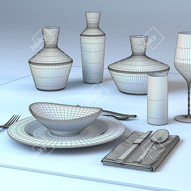 Elegant Dining: Modern Tableware Set 3D model image 3