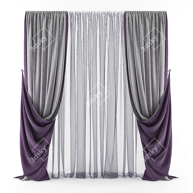 Title: Modern Style Curtains 3D model image 1