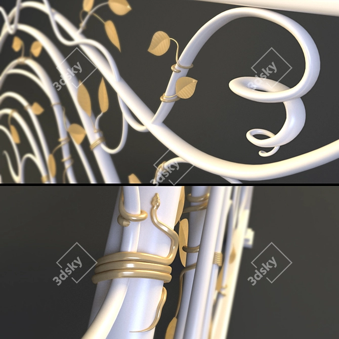 Eden's Forge: Artistic Wrought Iron Railings 3D model image 2