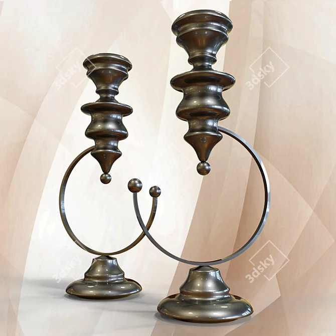 Elegant Silver Candlestick 3D model image 1