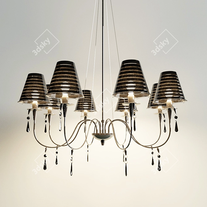 Elegant Octagon Chrome Chandelier 3D model image 1