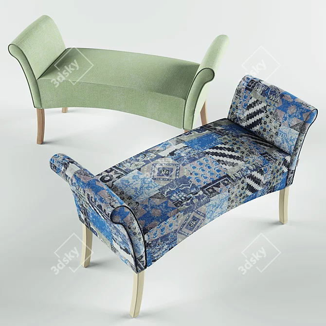 Motley Bench: Versatile Style and Craftsmanship 3D model image 1