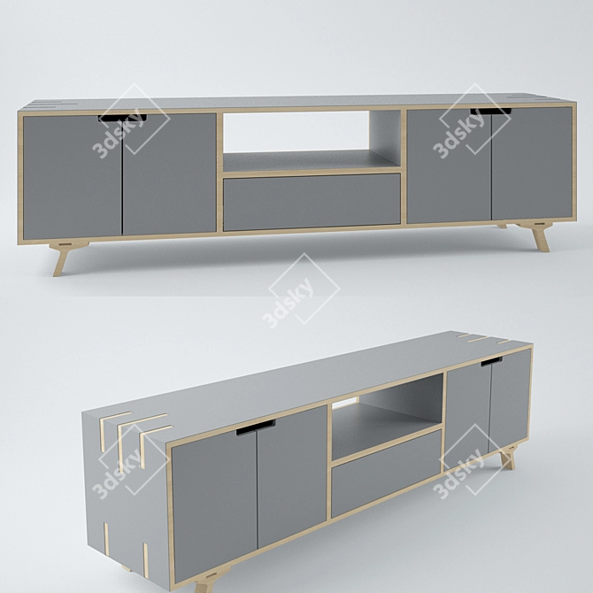 Sleek TV Stand - 180cm Length 3D model image 1