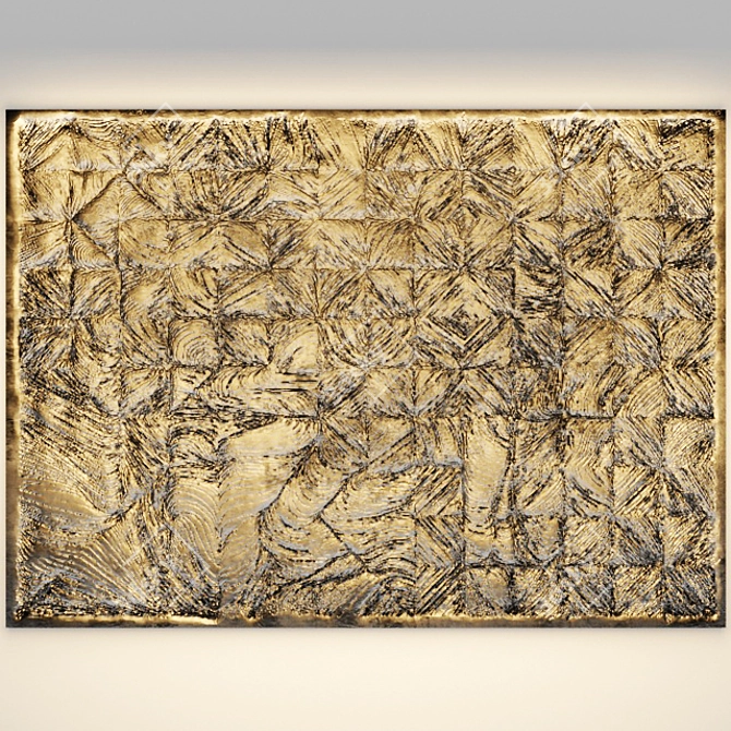 Custom Carved Wooden Wall Panel 3D model image 1