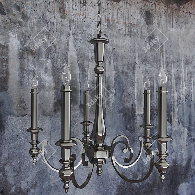 Elegant 5-Light Chandelier: 635mm Height, 610mm Diameter 3D model image 1