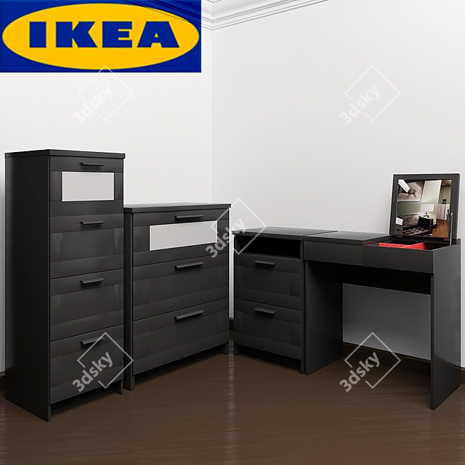 Ikea Brimnes Vanity Set 3D model image 1