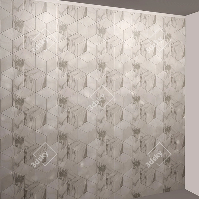 Luxurious Statuario Mosaic Tile 3D model image 1