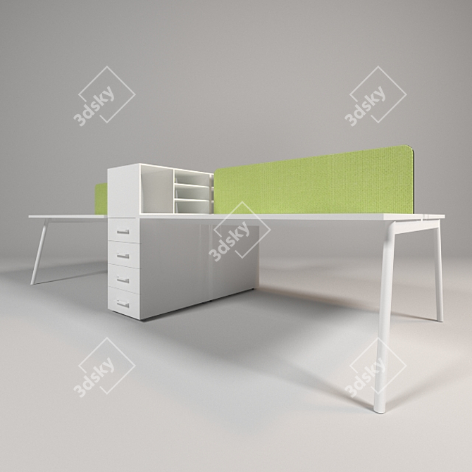 Title: LAVORO 4-Job Office Table 3D model image 1