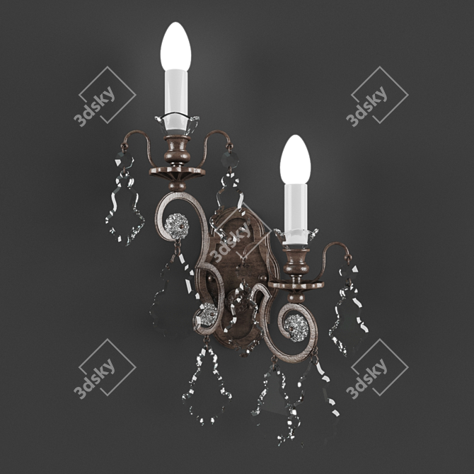 Elegant Crystal Wall Sconce 3D model image 1