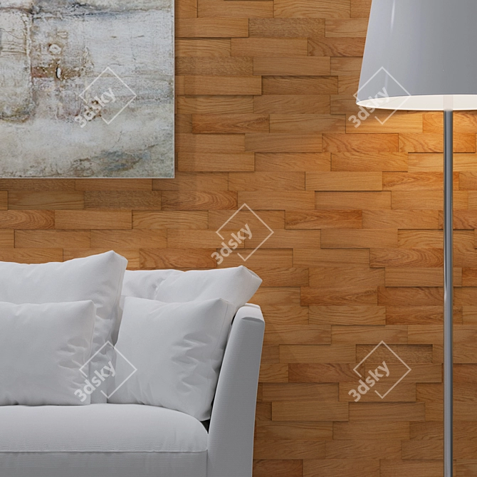 3D Oak Wall Panel - Natural Beauty 3D model image 2