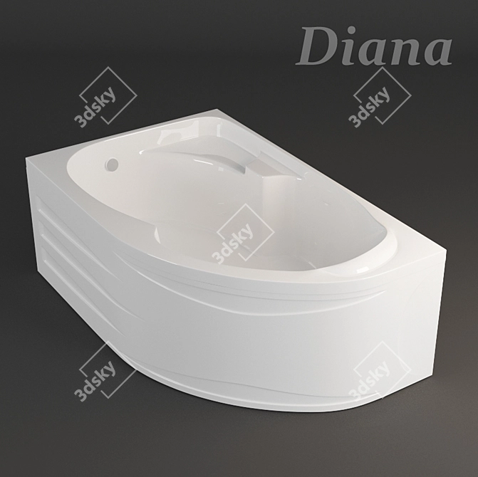 Asymmetric Diana Bath 3D model image 1