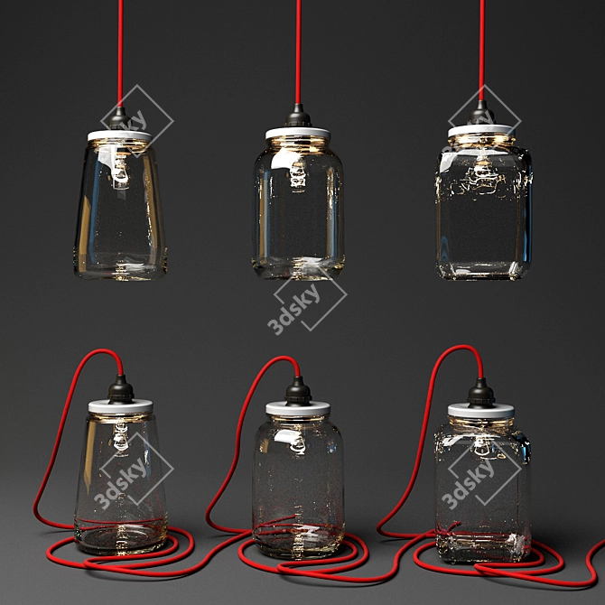 Industrial Kesbeke Glass Jar Lamp 3D model image 3