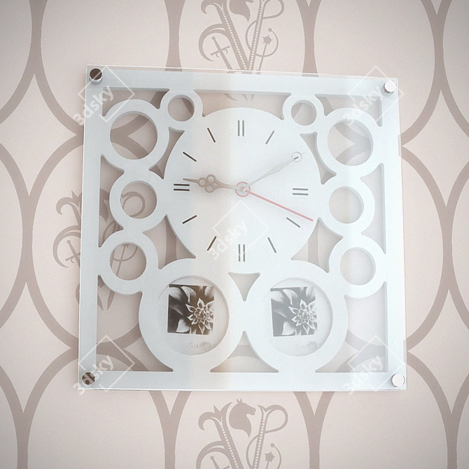 Square Wall Clock 3D model image 1