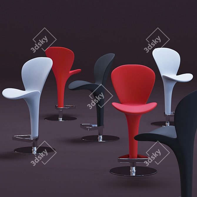 Modern Metal Bar Stool 3D model image 1